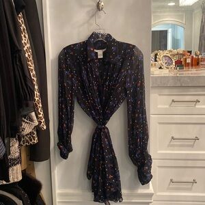DVF black blouse with tie
